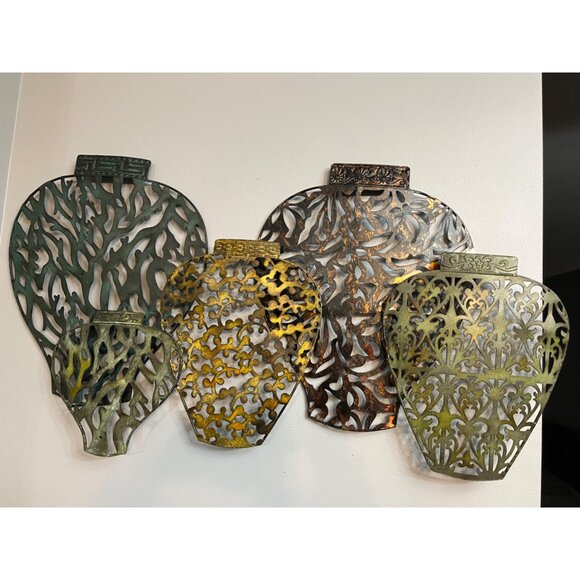 Metal wall hanging decor vases